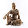 Vintage Chinese Carved Wood Guanyin Statue