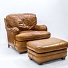 Hancock & Moore Leather Club Chair & Ottoman