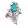 Turquoise and Diamond Flower Brooch