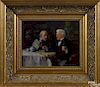 Louis Moeller (American 1855-1930), oil on canvas of two men conversing, signed lower right