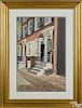 Thomas A. Newnam (Delaware, b. 1946), watercolor of brick rowhouses, signed lower left, 16'' x 25''.
