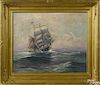 Oil on canvas ship portrait, 19th c, signed illegibly lower right, 16 1/2'' x 20 1/2''.