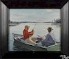 Jon Scott (American 20th c.), watercolor, titled DuPont Fishing Line Advertisement, signed