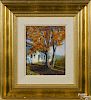 Terry La Mar (20th c.), alkyd on masonite of a backyard landscape, titled The Maples, signed