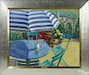 William Michaut (20th c.), oil on canvas of a balcony scene, titled Ete a Verzy, signed