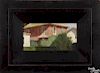 Jon Redmond (American 20th c.), oil on panel, titled Behind Main, signed verso, 5 1/2'' x 10 3/4''