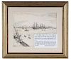 Farragut's Fleet Entering New York Harbor, 1863, Ink Drawing by Xanthus Smith (1839-1929) 