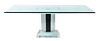 A Contemporary Glass, Acrylic and Chrome Dining Table Height 29 1/4 x width 80 x depth 40 inches