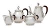 A Silver Four-Piece Tea and Coffee Service, Holger Rasmussen, Copenhagen, Denmark, comprising a tea pot, coffee pot, creamer 