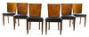 A Set of Six Art Deco Burlwood Dining Chairs Height of each 35 1/2 inches
