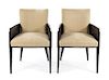 A Pair of Art Deco Black Lacquered Chairs Height 30 1/4 inches