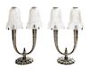 A Pair of Art Deco Nickel Two-Light Table Lamps Height 12 inches
