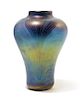 * A Studio Glass Vase, Donald Carlson, , of baluster form with peacock decoration
