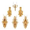 A Group of Six Two-Light Sconces Height of tallest 2 3/8 inches.