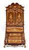 A Dutch Style Marquetry Secretary Bookcase Height 8 x width 4 x depth 2 1/8 inches.
