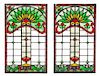 A Pair of Leaded Glass Panels 5 x 3 inches.