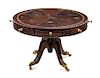 A George III Style Mahogany Drum Table Height 2 5/8 x diameter 4 inches.