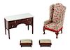 Four Furniture Articles Height of wingback chair 4 inches.