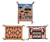 Three Navajo Wool Rugs Largest 3 3/4 x 3 1/4 inches.