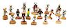 A Group of Sixteen Kachina Dolls Height of tallest 1 3/4 inches.