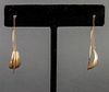 Modern 14K Gold Wire & Chain Dangle Earrings