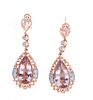 Morganite Diamond & 14k  Rose Gold Dangle Earrings