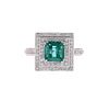 Art Deco Emerald Diamond & 14k White Gold Ring