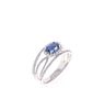 Raised Art Deco Sapphire Diamond & 18k Gold Ring