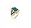 Antique Style Emerald & Diamond 18K Gold Ring
