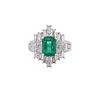 Elegant Emerald Diamond & Platinum Ring
