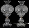 WATERFORD CUT CRYSTAL TABLE LAMPS PAIR