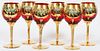BOHEMIAN RUBY GLASS GOBLETS SET OF 6