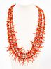 Native American Coral and Silver Bead Necklace