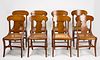 Set of Eight Tiger Maple Dining Chairs
