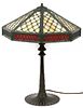 WILKINSON OVERLAY SLAG GLASS TABLE LAMP C 1920