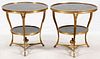 FRENCH MARBLE TOP AND BRONZE TABLES PAIR