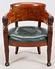 REGENCY LEATHER AND MAHOGANY TUB CHAIR