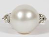 15MM SOUTH SEA PEARL DIAMOND & 18KT WHITE GOLD RING