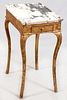 FLORENTINE WHITE MARBLE AND GILT END TABLE
