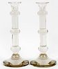 FOOTED CRYSTAL SINGLE LIGHT CANDLESTICK HOLDERS
