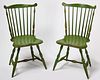 Pair of Painted Fan Back Windsor Chairs