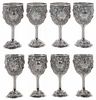 Set of Eight Stieff Rose Repousse Sterling Goblets