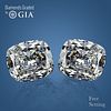 5.01 carat diamond pair Cushion cut Diamond GIA Graded 1) 2.50 ct, Color F, VVS2 2) 2.51 ct, Color F, VVS2 . Appraised Value: $202,800 