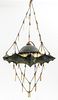 Art Nouveau Bronze & Bone Bat Motif Pendant Lamp