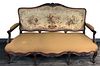 LOUIS XV FRUITWOOD SETTEE WITH AUBUSSON BACK 