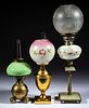 ASSORTED BRASS AND GLASS MINIATURE LAMPS, LOT OF THREE