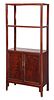 Chinese Red Lacquered Open Book Cabinet