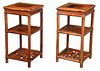 Pair of Chinese Figured Rosewood Three Tiered Square Stands