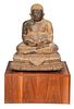 Monumental Thai Gilt Bronze Sangkajai Buddha with Wood Base