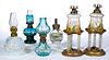 ASSORTED PATTERN GLASS MINIATURE LAMPS, LOT OF SIX